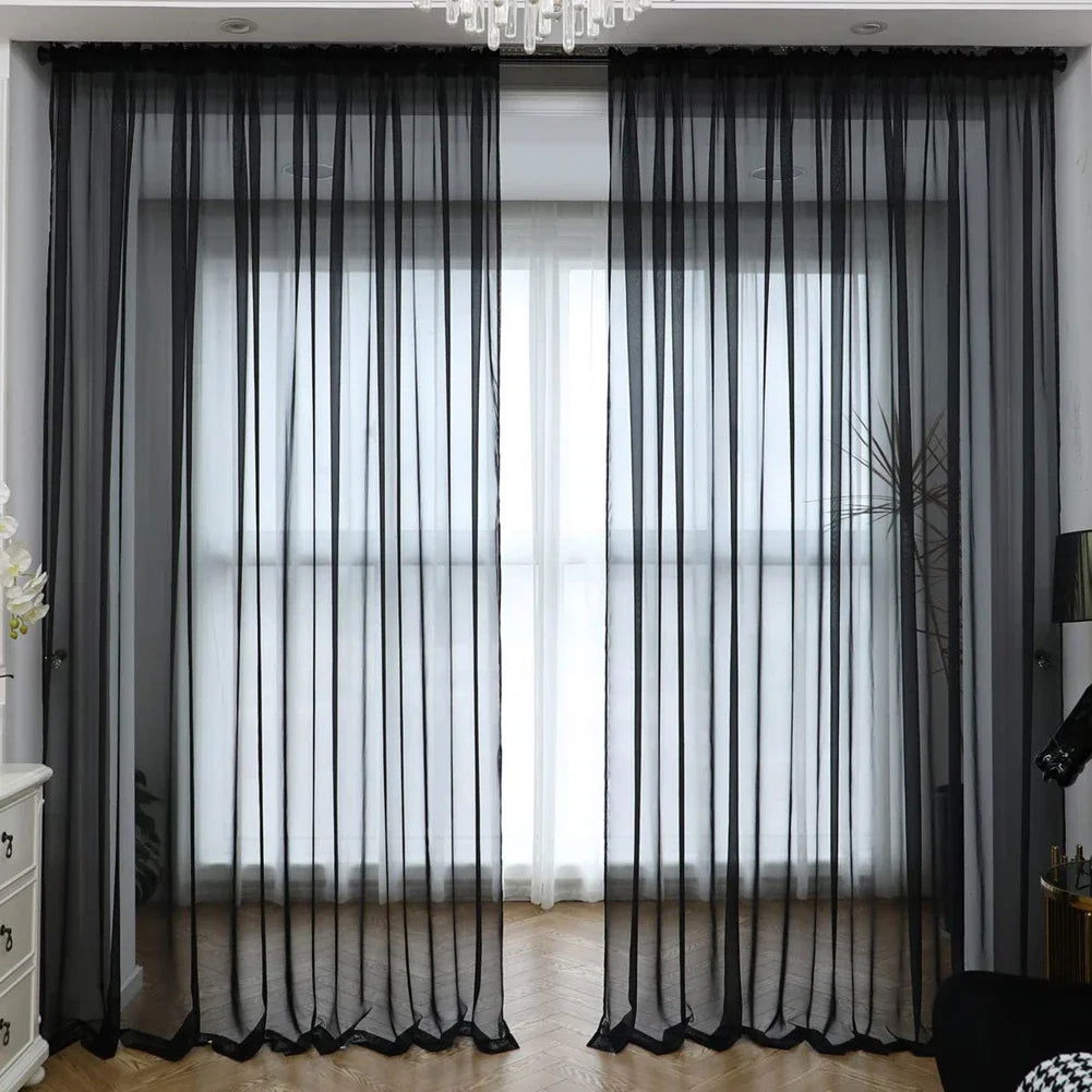Yeahmart Solid White Yarn Curtain Window Tulle Curtains For Living Room Kitchen Modern Window Treatments Voile Curtains Cortains - Slobuy
