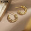 Yerik Vintage Twisted Wave Metal C-Shaped Semicircular Earrings for Women 2023 New Fashion Jewelry Party Luxury Accessories - Slobuy