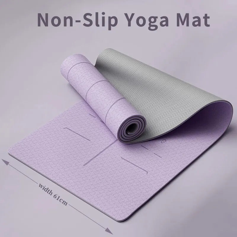 Yoga Mat, Anti Slip and Environmentally Friendly Fitness Exercise Mat with Shoulder Straps, Professional Yoga Mat, Suitable - Slobuy