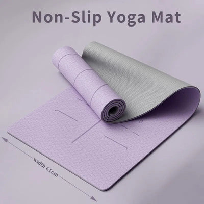 Yoga Mat, Anti Slip and Environmentally Friendly Fitness Exercise Mat with Shoulder Straps, Professional Yoga Mat, Suitable - Slobuy