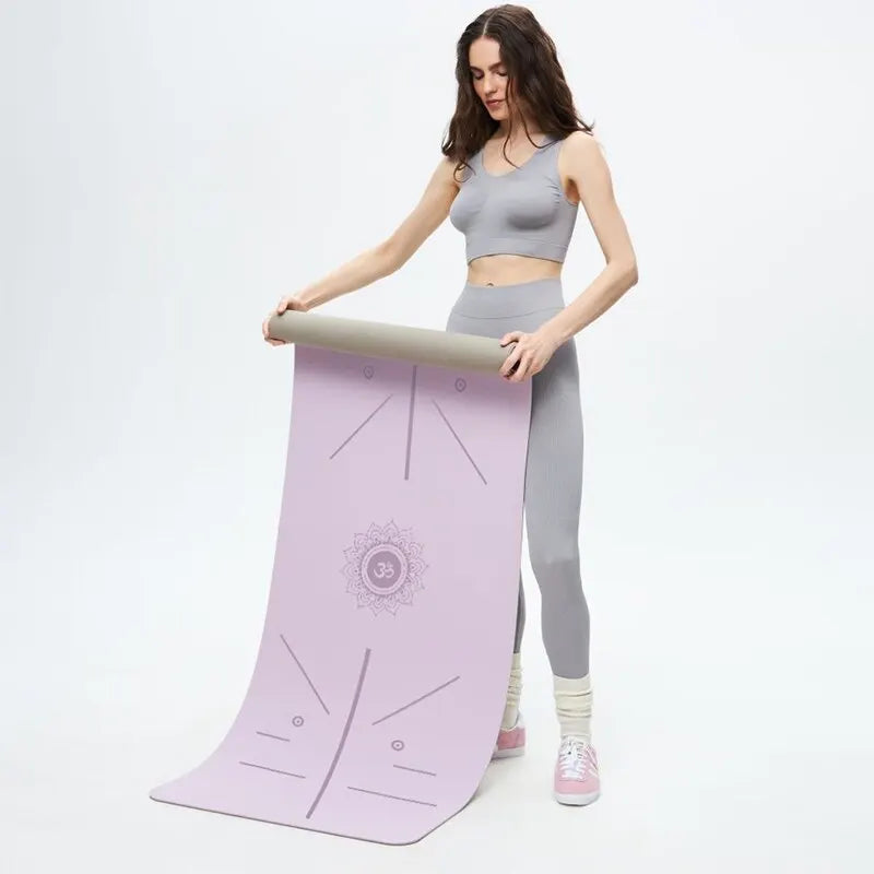Yoga Mat, Anti Slip and Environmentally Friendly Fitness Exercise Mat with Shoulder Straps, Professional Yoga Mat, Suitable - Slobuy