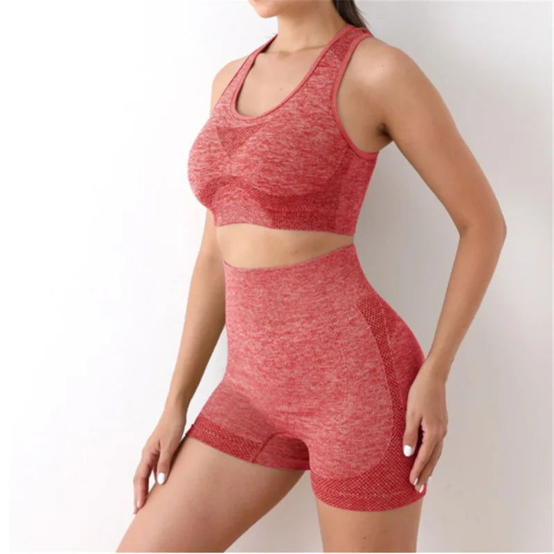 Yoga Set Gym Shorts Women Sport Bras Brassiere Workout Tops for Women Yoga Clothes Fitness Leggings Gym Set Seamless Yoga Sets - Slobuy