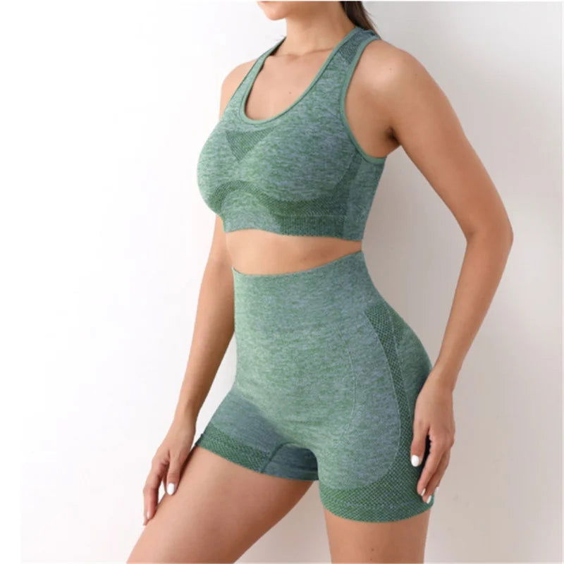Yoga Set Gym Shorts Women Sport Bras Brassiere Workout Tops for Women Yoga Clothes Fitness Leggings Gym Set Seamless Yoga Sets - Slobuy