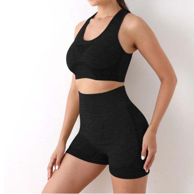 Yoga Set Gym Shorts Women Sport Bras Brassiere Workout Tops for Women Yoga Clothes Fitness Leggings Gym Set Seamless Yoga Sets - Slobuy