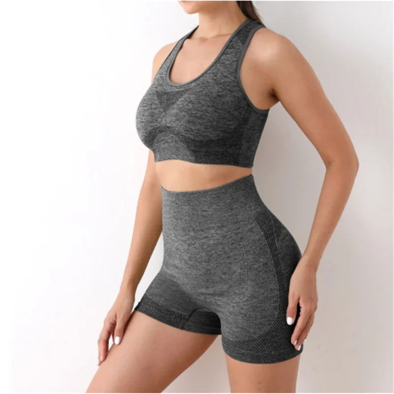 Yoga Set Gym Shorts Women Sport Bras Brassiere Workout Tops for Women Yoga Clothes Fitness Leggings Gym Set Seamless Yoga Sets - Slobuy