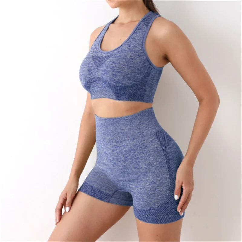 Yoga Set Gym Shorts Women Sport Bras Brassiere Workout Tops for Women Yoga Clothes Fitness Leggings Gym Set Seamless Yoga Sets - Slobuy