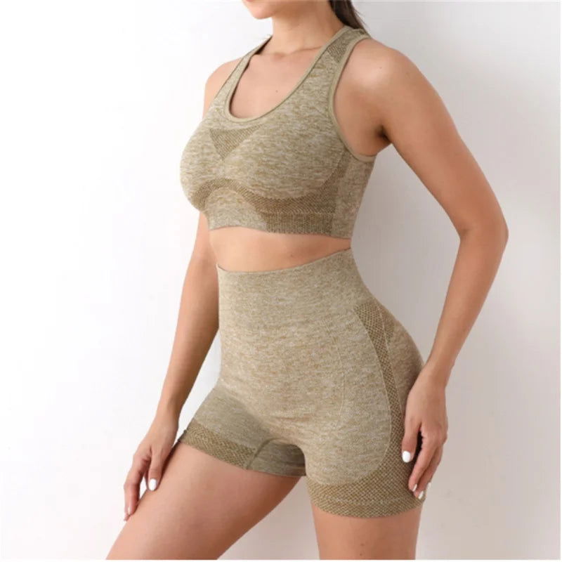 Yoga Set Gym Shorts Women Sport Bras Brassiere Workout Tops for Women Yoga Clothes Fitness Leggings Gym Set Seamless Yoga Sets - Slobuy
