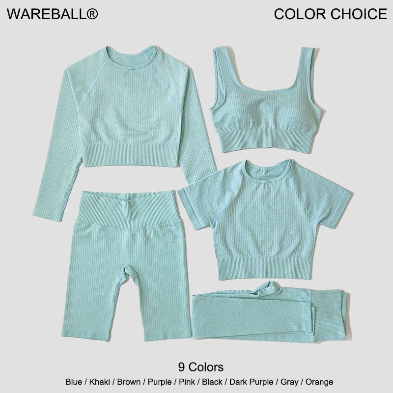 Yoga Set Seamless Women's Sportswear Workout Clothes Athletic Wear Gym Legging Fitness Bra Crop Top Long Sleeve Sports Suits - Slobuy