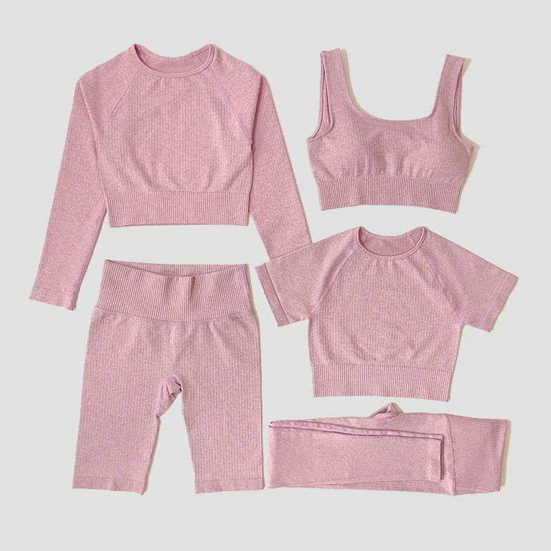 Yoga Set Seamless Women's Sportswear Workout Clothes Athletic Wear Gym Legging Fitness Bra Crop Top Long Sleeve Sports Suits - Slobuy