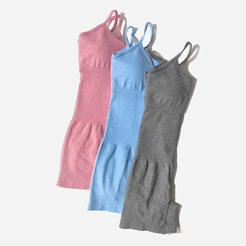 Yoga Set Women Fitness Rompers Sexy One Piece Strap Tummy Control Padded Sports Bra Workout JumpSuits Sportswear - Slobuy
