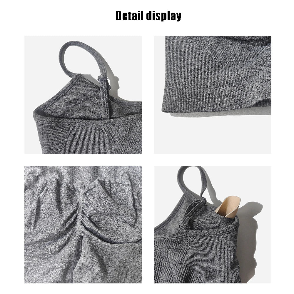 Yoga Set Women Fitness Rompers Sexy One Piece Strap Tummy Control Padded Sports Bra Workout JumpSuits Sportswear - Slobuy