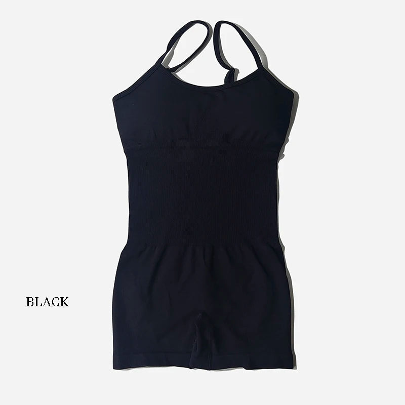 Yoga Set Women Fitness Rompers Sexy One Piece Strap Tummy Control Padded Sports Bra Workout JumpSuits Sportswear - Slobuy