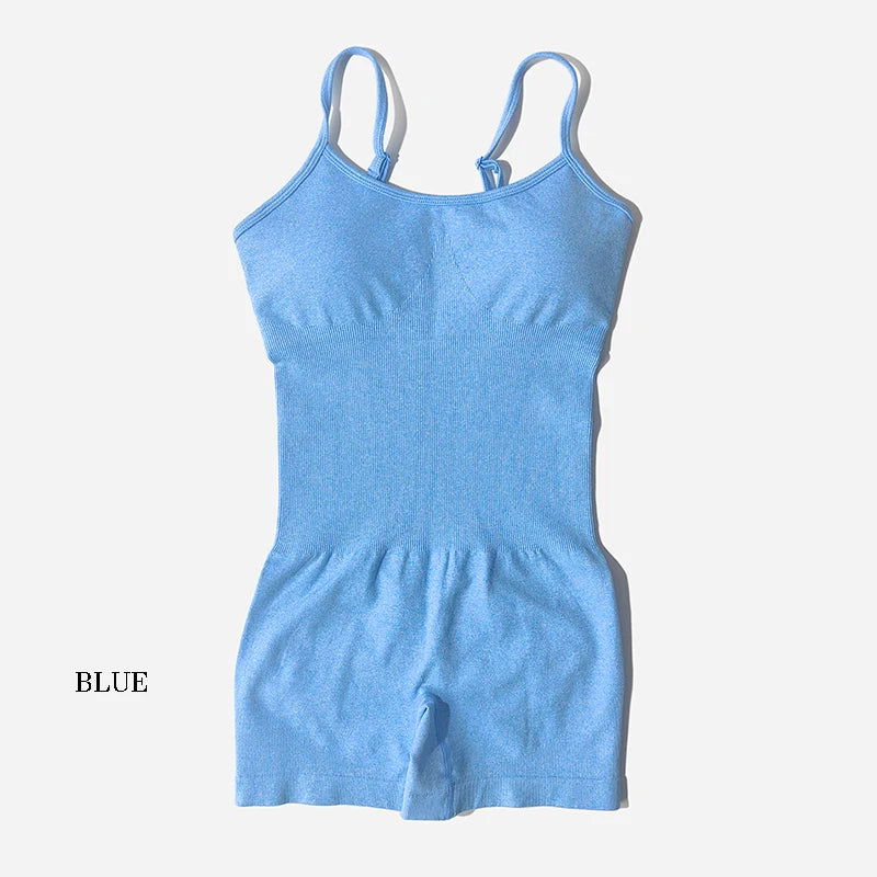 Yoga Set Women Fitness Rompers Sexy One Piece Strap Tummy Control Padded Sports Bra Workout JumpSuits Sportswear - Slobuy