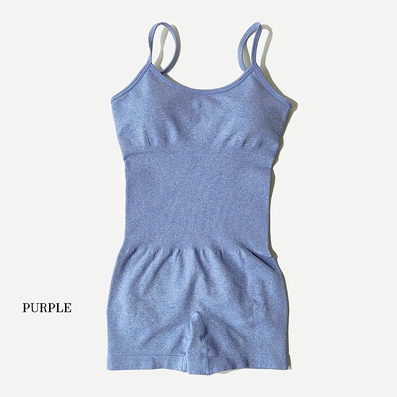 Yoga Set Women Fitness Rompers Sexy One Piece Strap Tummy Control Padded Sports Bra Workout JumpSuits Sportswear - Slobuy