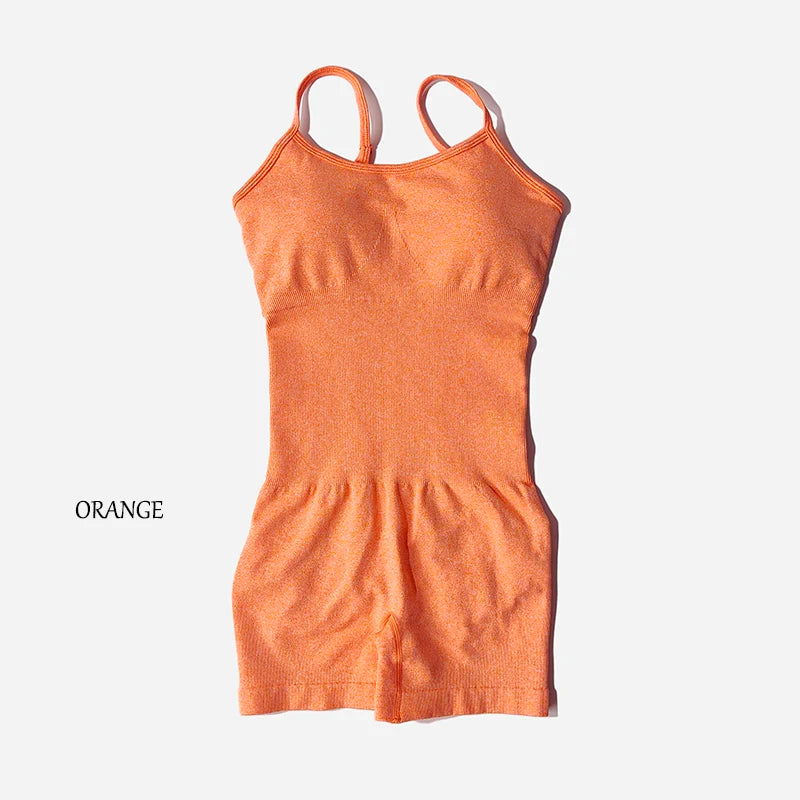 Yoga Set Women Fitness Rompers Sexy One Piece Strap Tummy Control Padded Sports Bra Workout JumpSuits Sportswear - Slobuy
