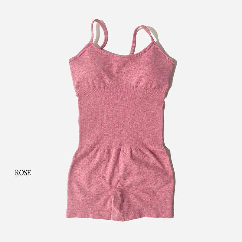 Yoga Set Women Fitness Rompers Sexy One Piece Strap Tummy Control Padded Sports Bra Workout JumpSuits Sportswear - Slobuy