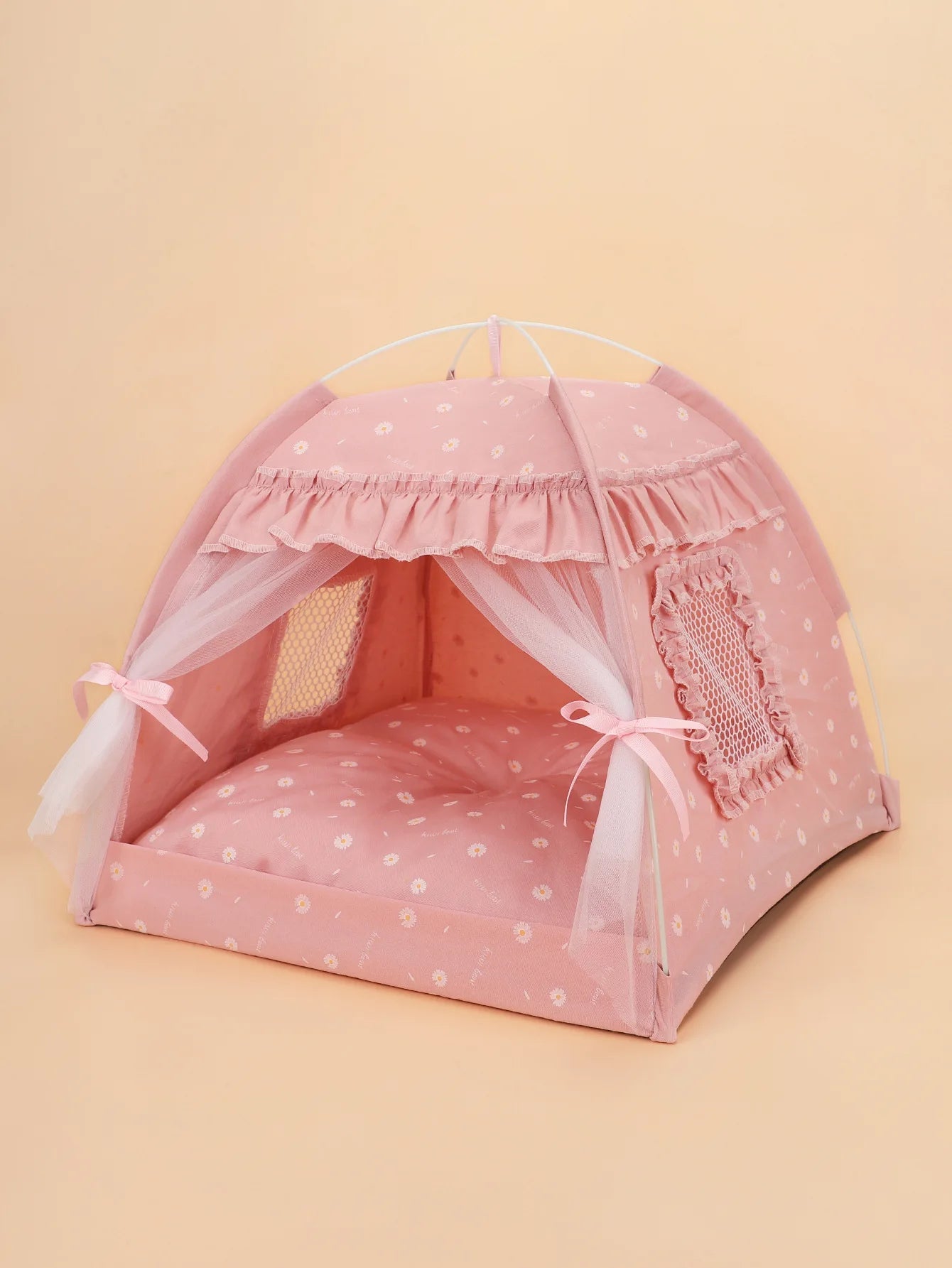 ZK20 Pet Dog Tent House Floral Print Enclosed Cat Tent Bed Indoor Folding Portable Comfortable Kitten Bed Kennel For Small Pets - Slobuy