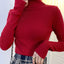 ZOKI New 2024 Women Pullover Turtleneck Sweater Autumn Long Sleeve Slim Elastic Korean Simple Basic Cheap Jumper Solid Color Top - Slobuy