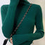 ZOKI New 2024 Women Pullover Turtleneck Sweater Autumn Long Sleeve Slim Elastic Korean Simple Basic Cheap Jumper Solid Color Top - Slobuy