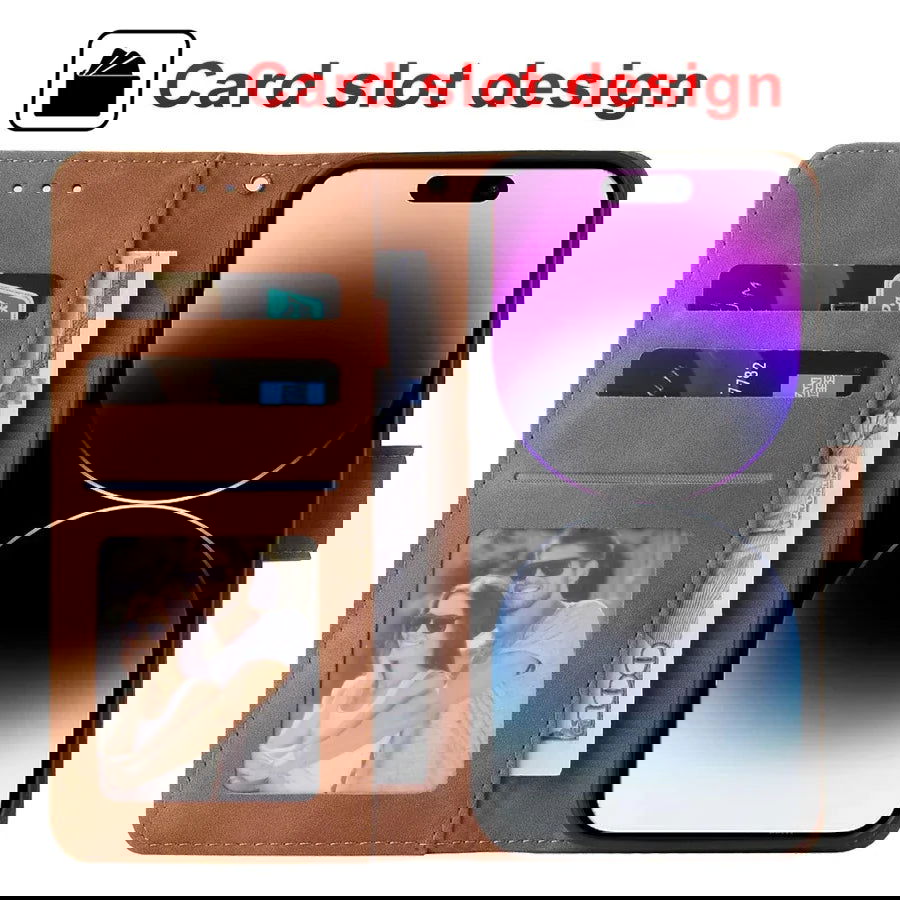 ZZXX Leather Wallet Phone Case For iPhone 15 Pro Max 14 13 Mini 12 11 XS XR X SE 2022 8 7 6 6s Plus Flip Card Slot Holder Cover - Slobuy