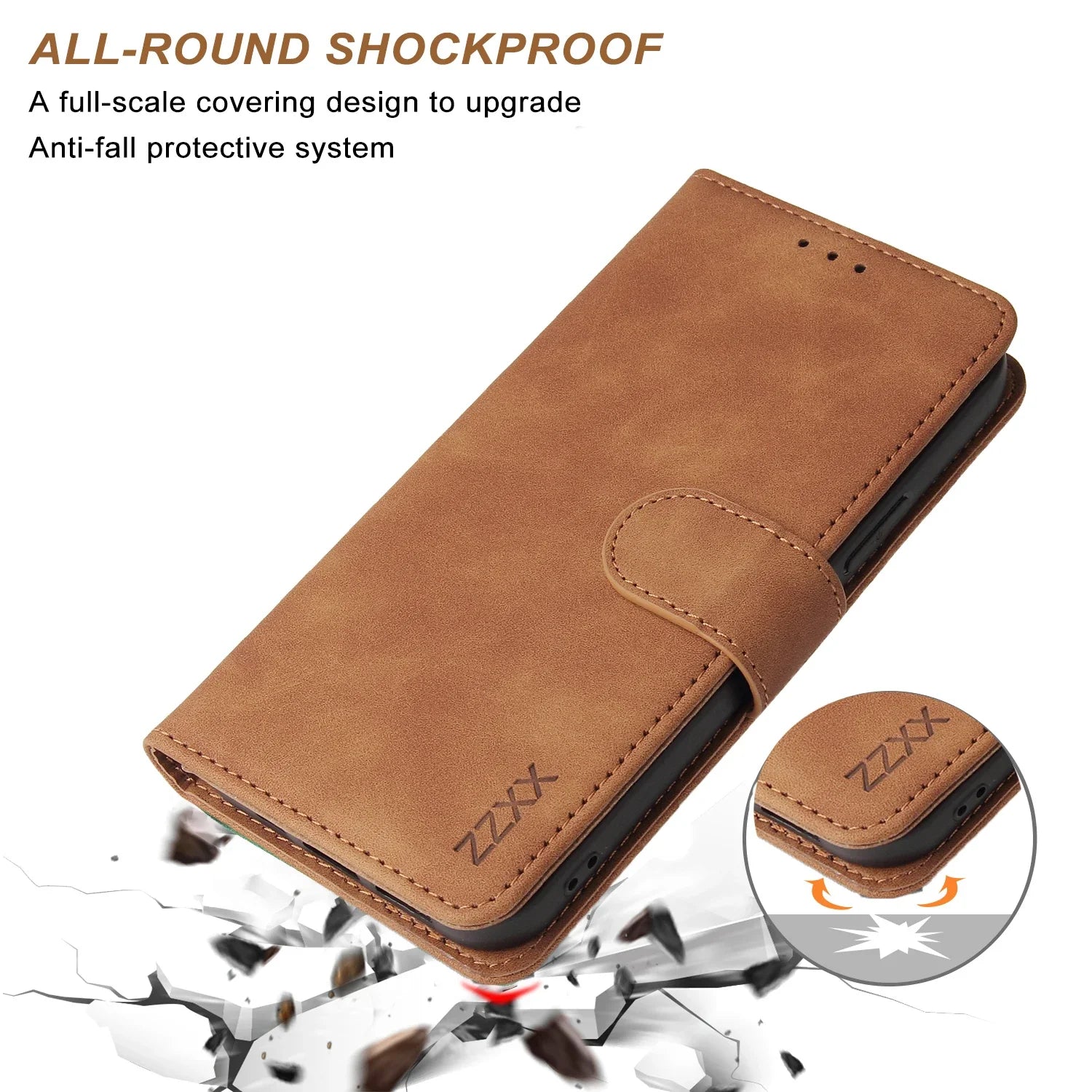 ZZXX Leather Wallet Phone Case For iPhone 15 Pro Max 14 13 Mini 12 11 XS XR X SE 2022 8 7 6 6s Plus Flip Card Slot Holder Cover - Slobuy
