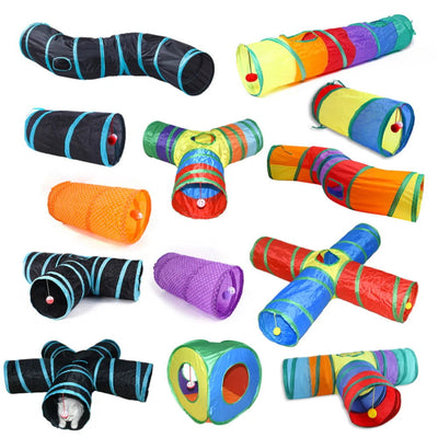Zhenstore Treasure Interactive Pet Toy Cat Tunnel Rainbow Tunnel Running Track Rolling Dragon Cat Nest Polyester Material - Slobuy