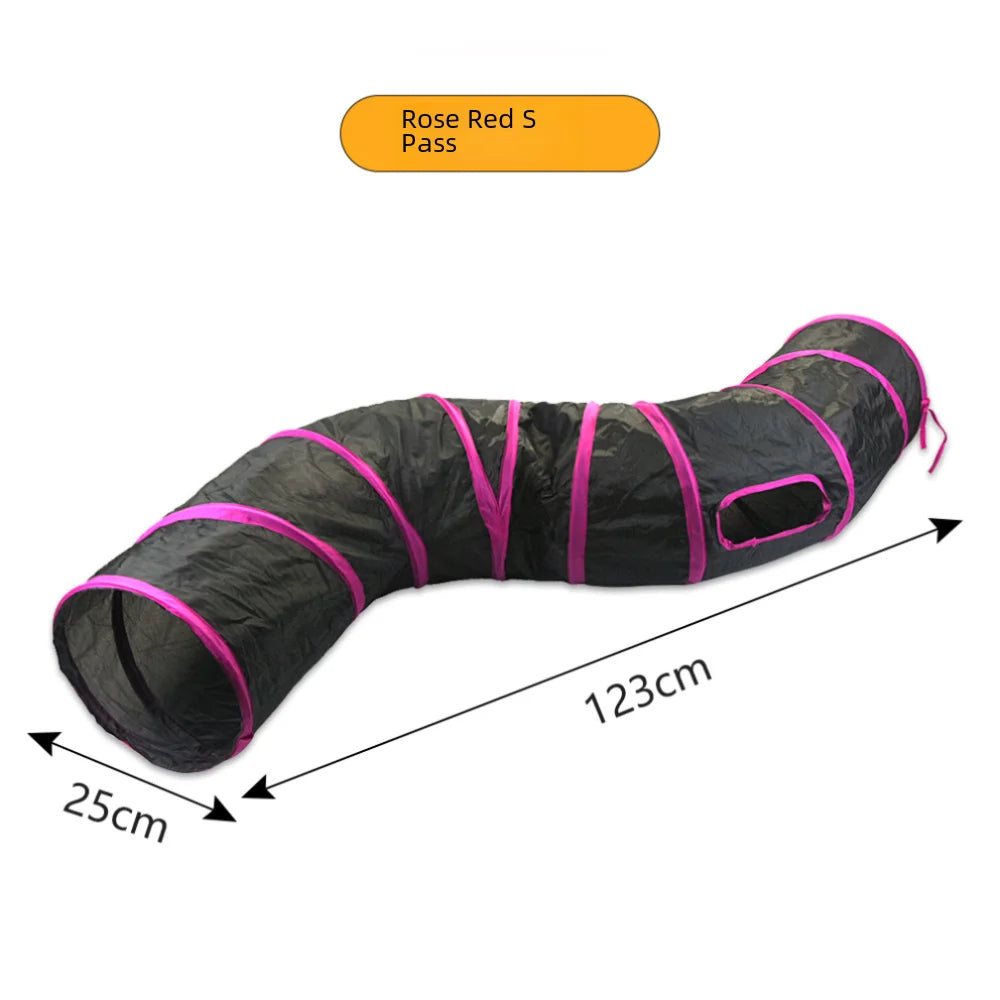 Zhenstore Treasure Interactive Pet Toy Cat Tunnel Rainbow Tunnel Running Track Rolling Dragon Cat Nest Polyester Material - Slobuy