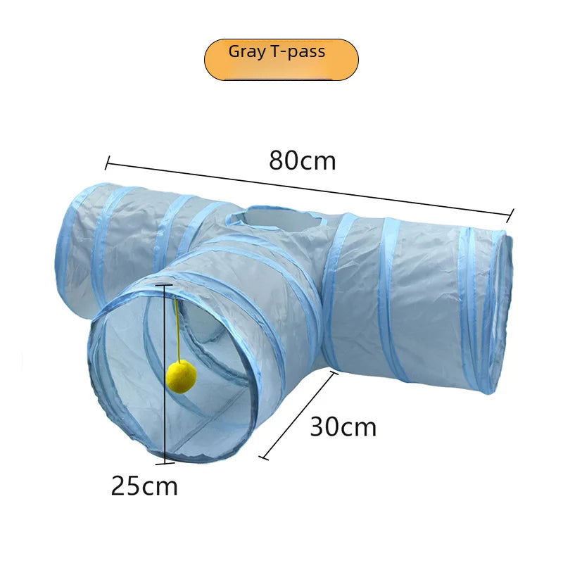 Zhenstore Treasure Interactive Pet Toy Cat Tunnel Rainbow Tunnel Running Track Rolling Dragon Cat Nest Polyester Material - Slobuy