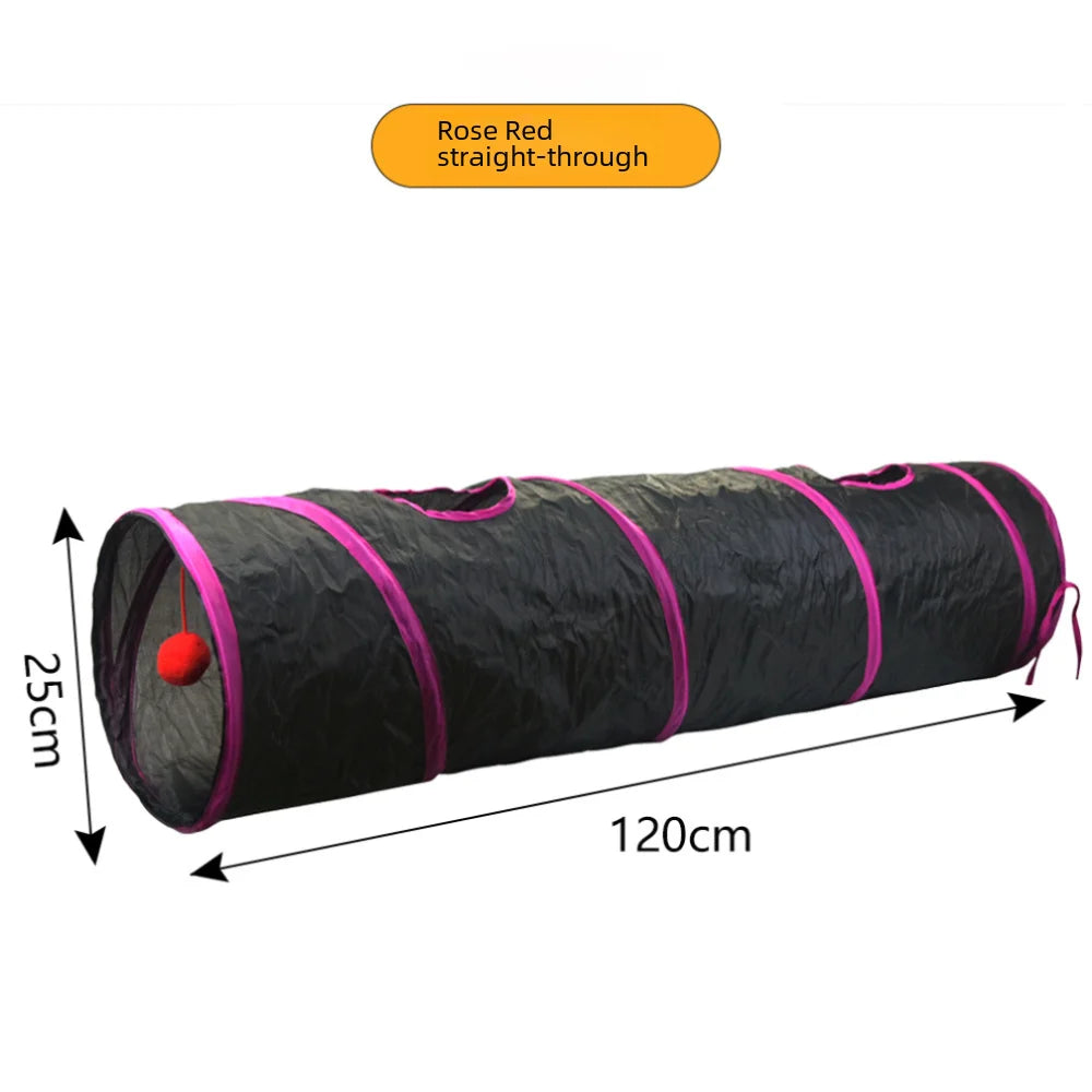 Zhenstore Treasure Interactive Pet Toy Cat Tunnel Rainbow Tunnel Running Track Rolling Dragon Cat Nest Polyester Material - Slobuy