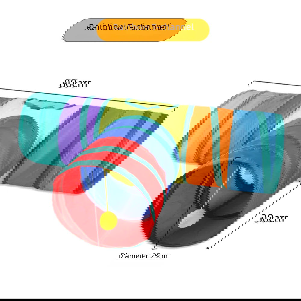 Zhenstore Treasure Interactive Pet Toy Cat Tunnel Rainbow Tunnel Running Track Rolling Dragon Cat Nest Polyester Material - Slobuy