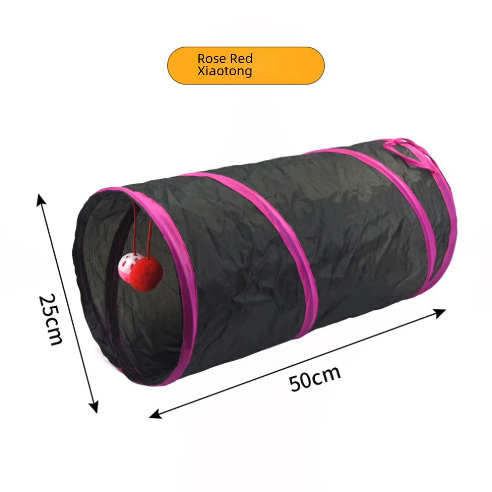 Zhenstore Treasure Interactive Pet Toy Cat Tunnel Rainbow Tunnel Running Track Rolling Dragon Cat Nest Polyester Material - Slobuy