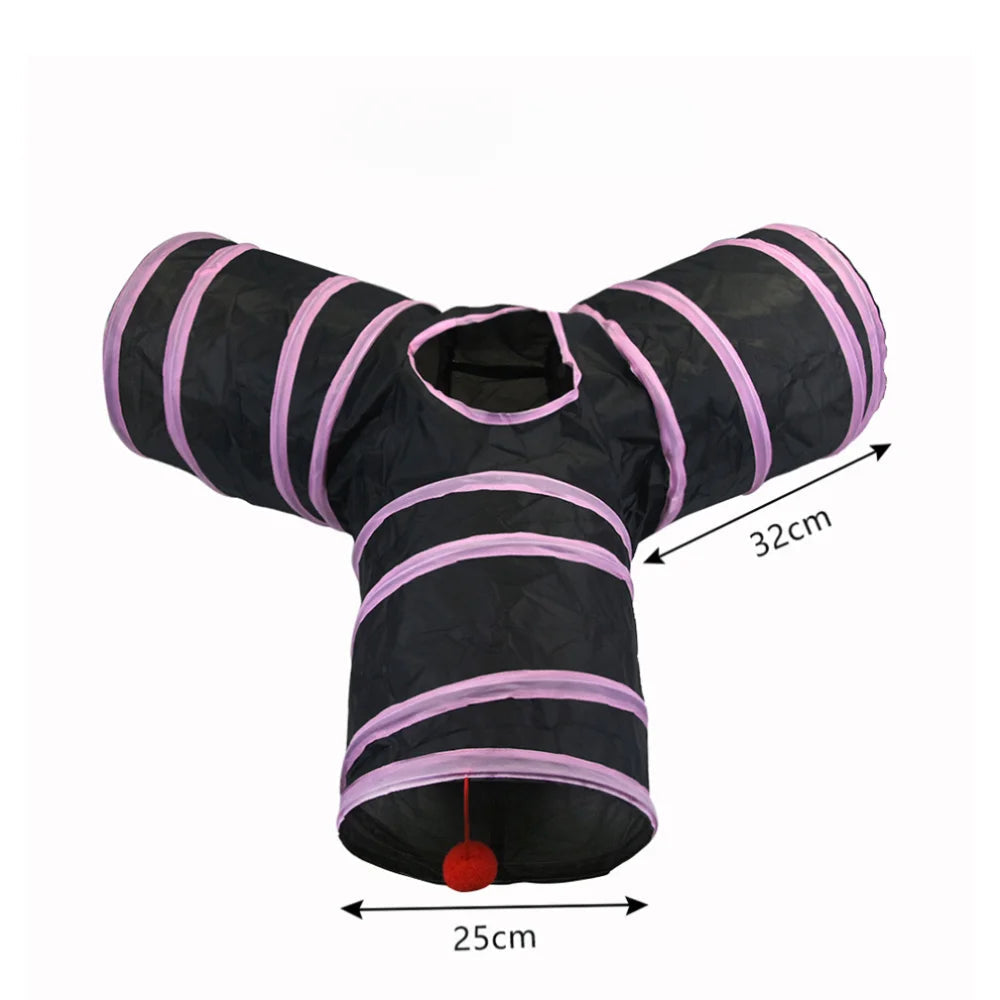 Zhenstore Treasure Interactive Pet Toy Cat Tunnel Rainbow Tunnel Running Track Rolling Dragon Cat Nest Polyester Material - Slobuy