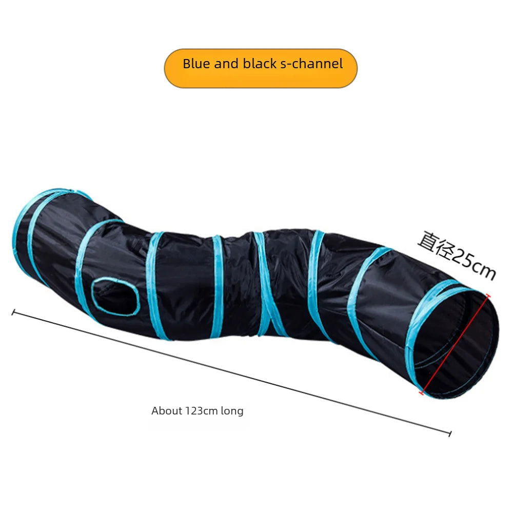 Zhenstore Treasure Interactive Pet Toy Cat Tunnel Rainbow Tunnel Running Track Rolling Dragon Cat Nest Polyester Material - Slobuy