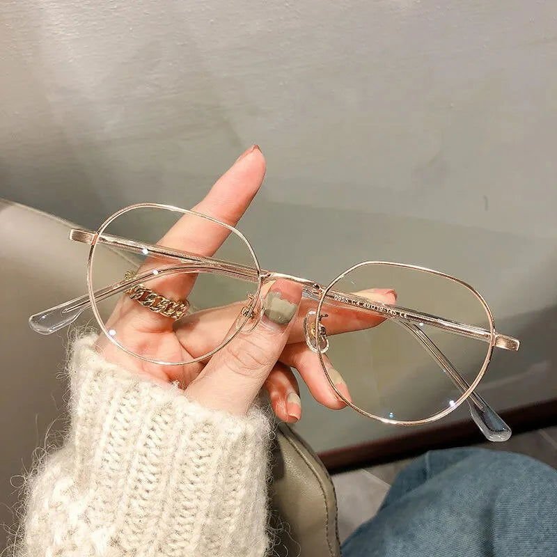 Zilead Anti Blue Light Metal Polygons Myopia Glasses Women Men Computer Myopic Optical Eyeglasses Unisex Goggle - Slobuy