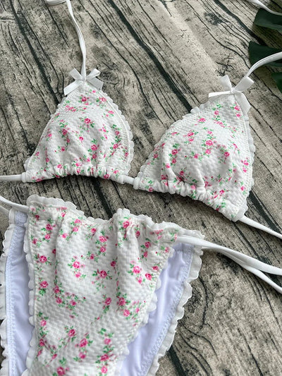 Zrtak NEW 2024 Bikinis Sexy String Adjust Swimwear Women Bath Suit Triangle Cup Bikini Sets Thong Halter Micro Swimsuit Bandage - Slobuy