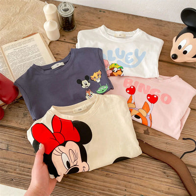 Trendy Brand Disney Children T-shirt Long-sleeved Tops Spring/autumn Clothing Kids Bottoming Shirt Cartoon Crewneck Girl Blouse - Slobuy
