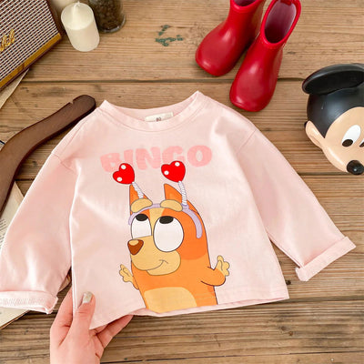 Trendy Brand Disney Children T-shirt Long-sleeved Tops Spring/autumn Clothing Kids Bottoming Shirt Cartoon Crewneck Girl Blouse - Slobuy