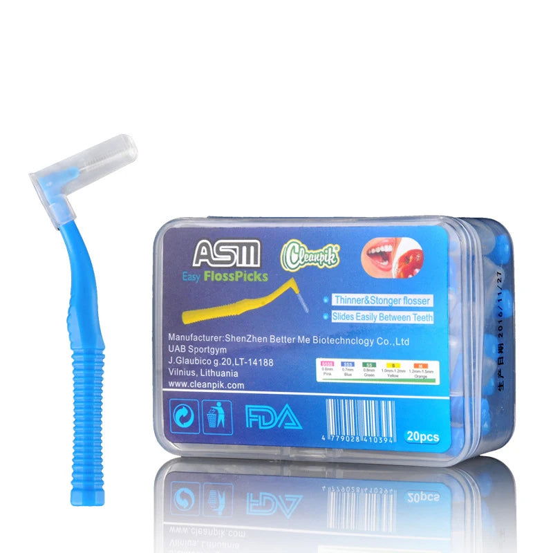 20Pcs/box L Shape Push-Pull Interdental Brush Orthodontic Toothpick Teeth Whitening Tooth Pick ToothBrush Oral Hygiene Care - Slobuy