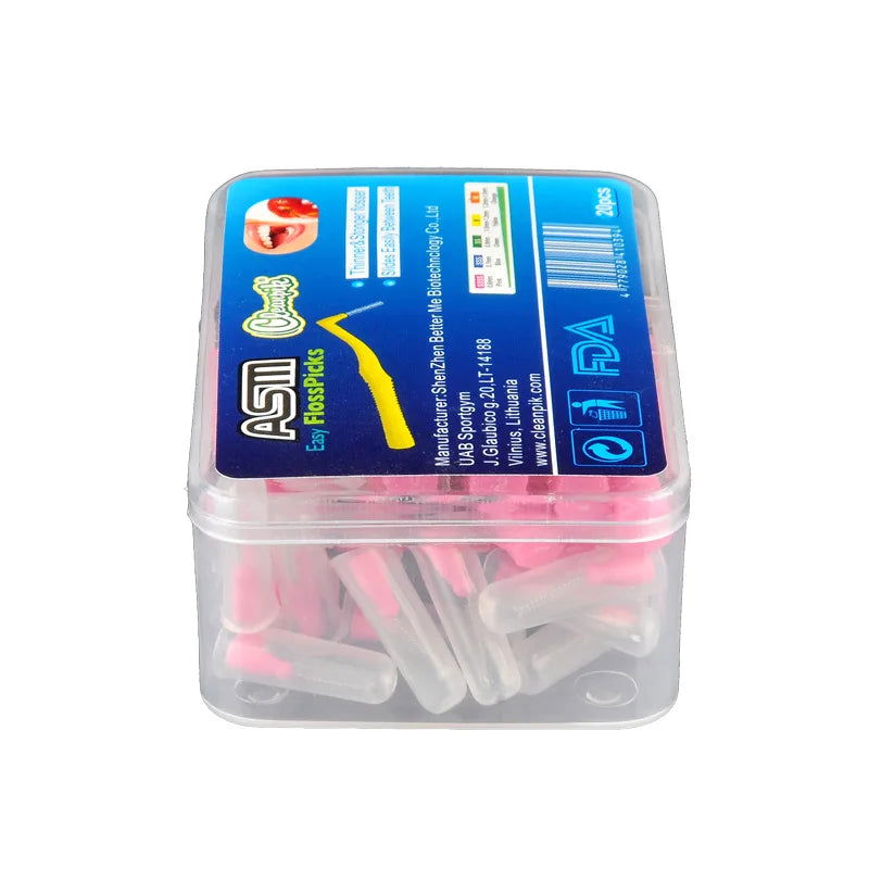 20Pcs/box L Shape Push-Pull Interdental Brush Orthodontic Toothpick Teeth Whitening Tooth Pick ToothBrush Oral Hygiene Care - Slobuy