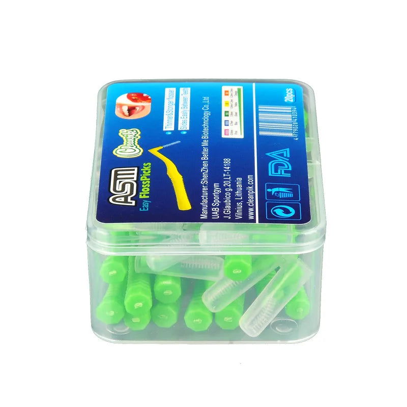 20Pcs/box L Shape Push-Pull Interdental Brush Orthodontic Toothpick Teeth Whitening Tooth Pick ToothBrush Oral Hygiene Care - Slobuy