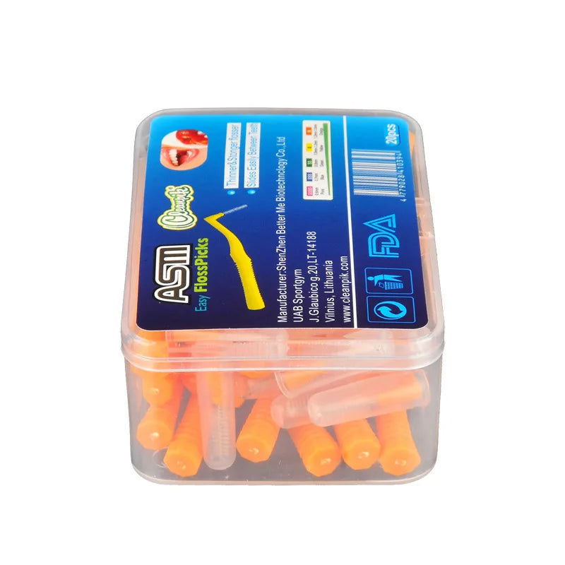 20Pcs/box L Shape Push-Pull Interdental Brush Orthodontic Toothpick Teeth Whitening Tooth Pick ToothBrush Oral Hygiene Care - Slobuy
