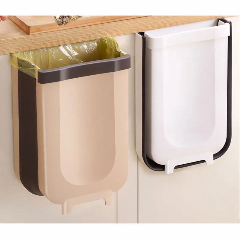 1PC foldable trash bin Kitchen hanging foldable trash bin suitable for cabinets/bathrooms/bedrooms/offices/camping - Slobuy