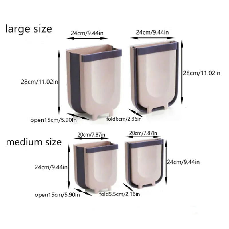 1PC foldable trash bin Kitchen hanging foldable trash bin suitable for cabinets/bathrooms/bedrooms/offices/camping - Slobuy