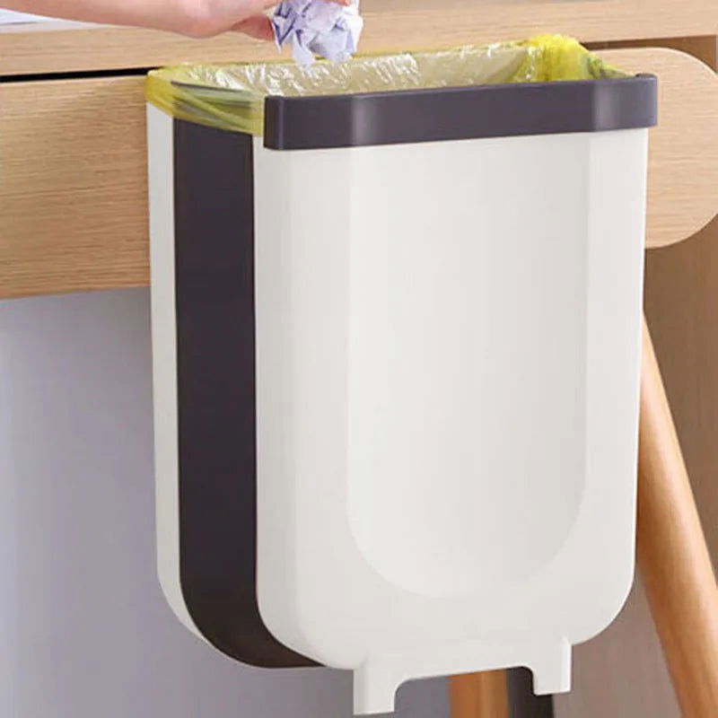 1PC foldable trash bin Kitchen hanging foldable trash bin suitable for cabinets/bathrooms/bedrooms/offices/camping - Slobuy