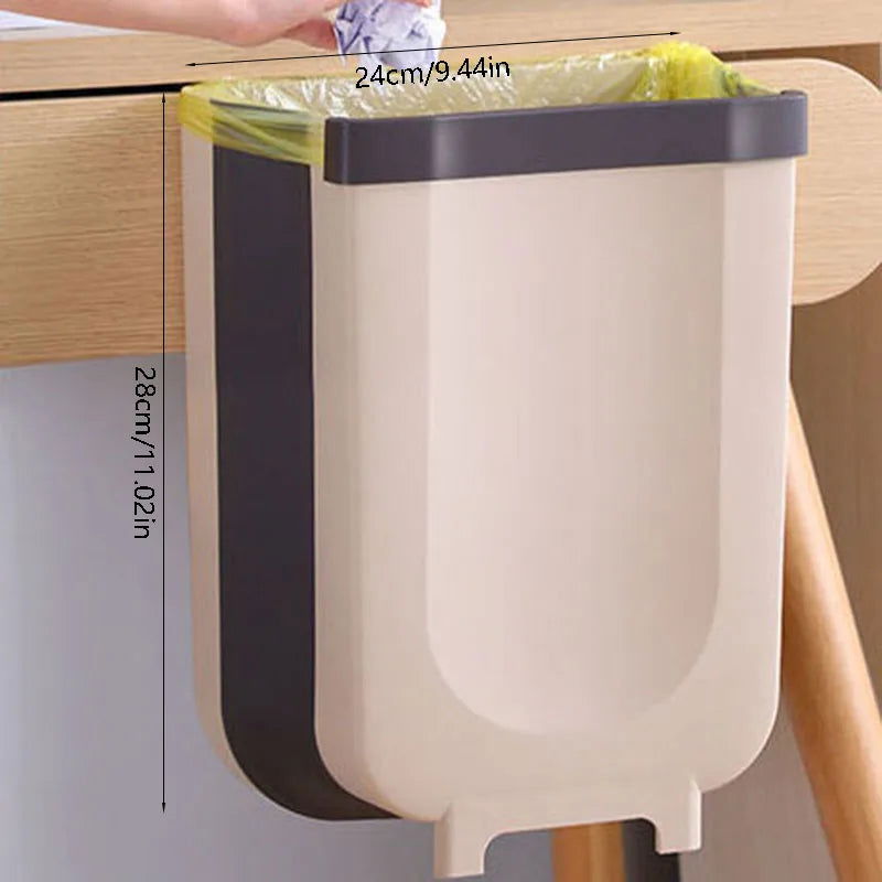 1PC foldable trash bin Kitchen hanging foldable trash bin suitable for cabinets/bathrooms/bedrooms/offices/camping - Slobuy