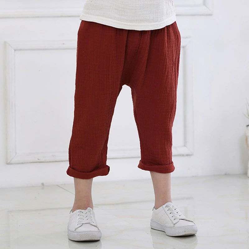 children t shirts fashion linen pleated boys t shirt children t-shirt 2023 summer baby boys girls t-shirt children clothes kids - Slobuy