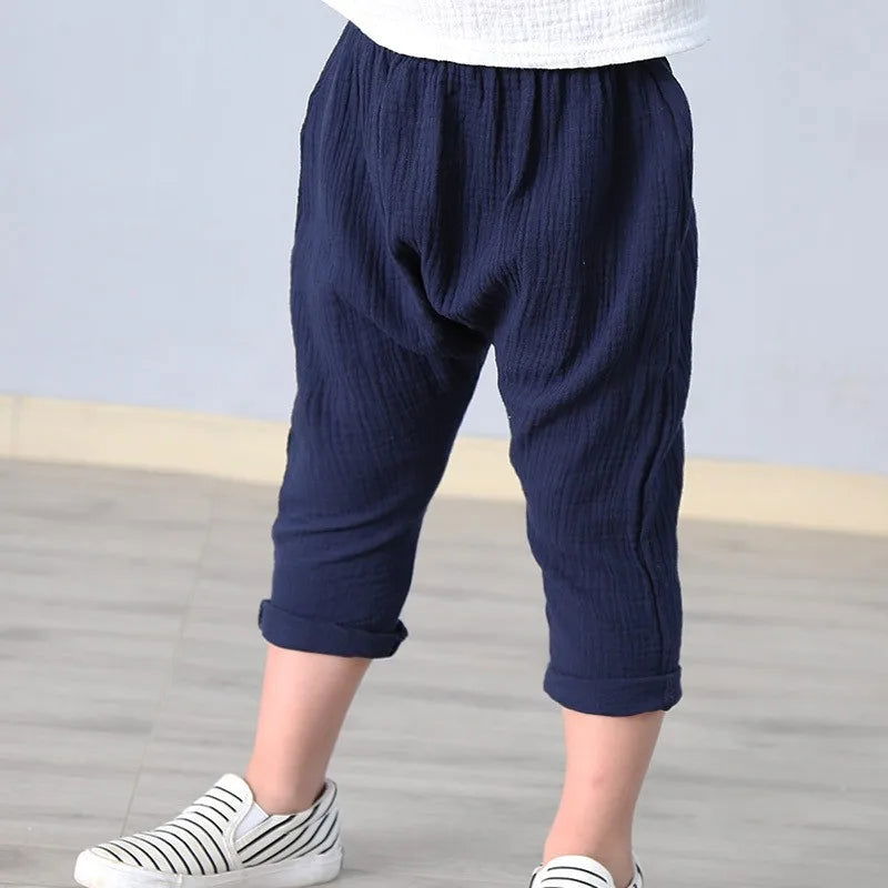 children t shirts fashion linen pleated boys t shirt children t-shirt 2023 summer baby boys girls t-shirt children clothes kids - Slobuy