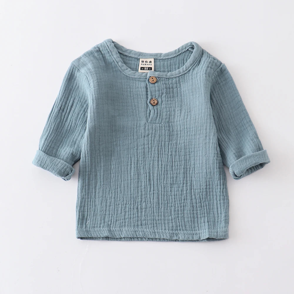 children t shirts fashion linen pleated boys t shirt children t-shirt 2023 summer baby boys girls t-shirt children clothes kids - Slobuy