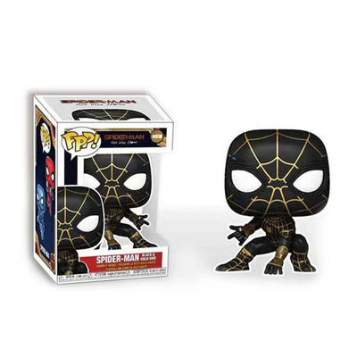 funko Pop Marvels Avenger Spider-Man 3 Heroes Are Homeless Spiderman #911 Black Gold Suit Bobble Head Collectible Model Toys - Slobuy
