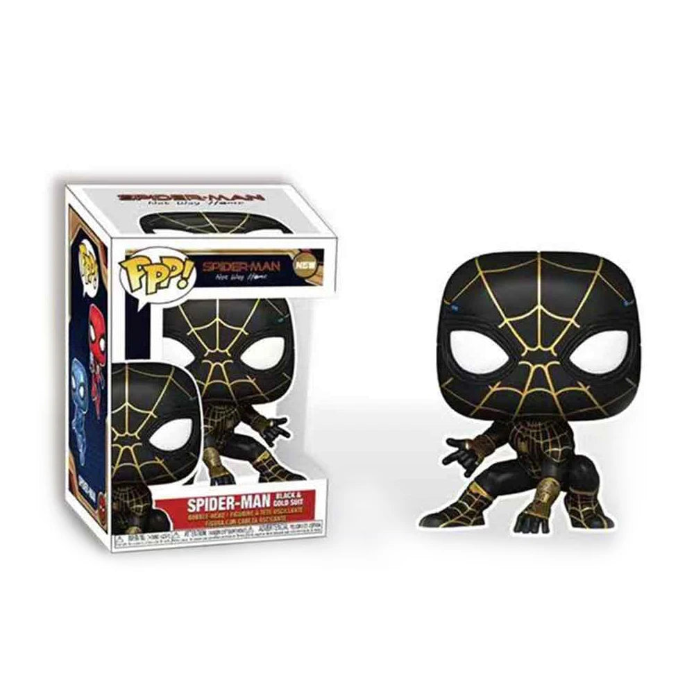 funko Pop Marvels Avenger Spider-Man 3 Heroes Are Homeless Spiderman #911 Black Gold Suit Bobble Head Collectible Model Toys - Slobuy